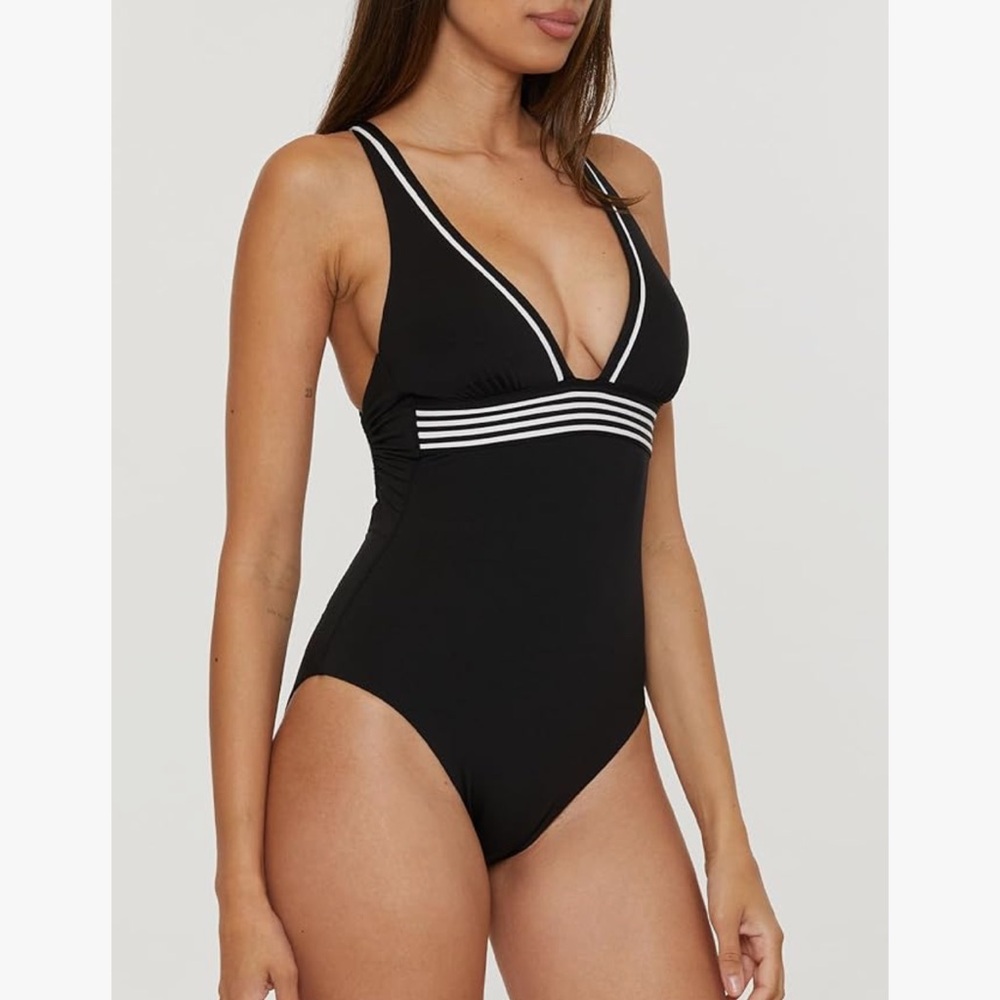 New Trina Turk Women's Monaco One Piece Swimsuit, Plunge Neck, Bathing Suit - Picture 4 of 16